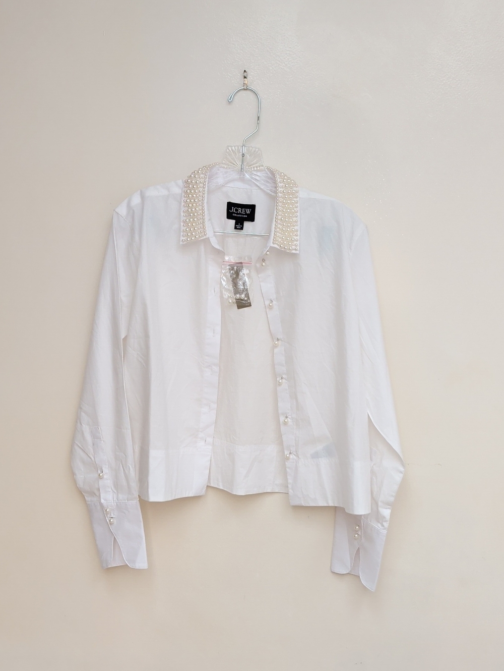 Pretty White With Pearls J. Crew Blouse